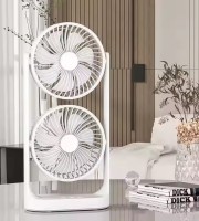 Double-Head High Wind Air Circulation Desktop Fan Portable Double-Layer Cooling Fan